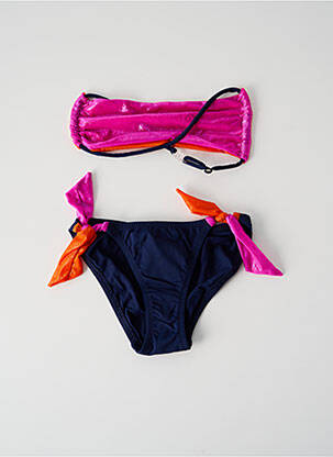Maillot de bain 2 pièces effet matière satinée bleu PRINCESSE ILOU fille