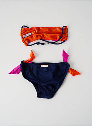 Maillot de bain 2 pièces effet matière satinée bleu PRINCESSE ILOU fille