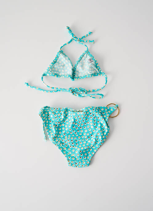 Maillot de bain 2 pièces effet matière satinée bleu PRINCESSE ILOU fille
