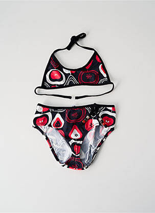 Maillot de bain 2 pièces effet matière satinée noir PRINCESSE ILOU fille