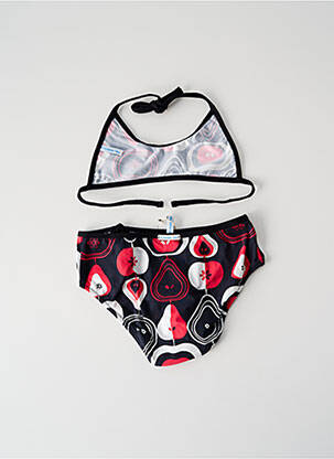 Maillot de bain 2 pièces effet matière satinée noir PRINCESSE ILOU fille