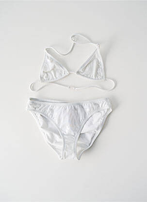 Maillot de bain 2 pièces effet matière satinée blanc PRINCESSE ILOU fille