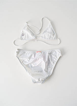 Maillot de bain 2 pièces effet matière satinée blanc PRINCESSE ILOU fille