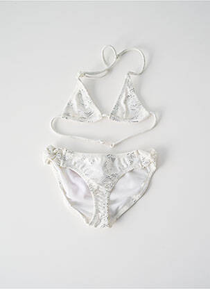Maillot de bain 2 pièces effet matière satinée blanc PRINCESSE ILOU fille