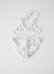 Maillot de bain 2 pièces effet matière satinée blanc PRINCESSE ILOU fille