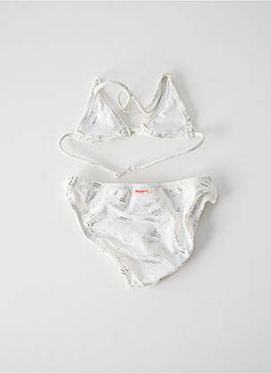 Maillot de bain 2 pièces effet matière satinée blanc PRINCESSE ILOU fille