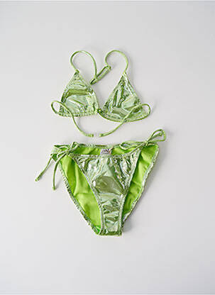 Maillot de bain 2 pièces effet matière satinée vert PRINCESSE ILOU fille
