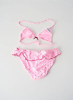 Maillot de bain 2 pièces effet matière satinée rose PRINCESSE ILOU fille