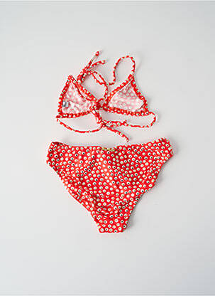 Maillot de bain 2 pièces effet matière satinée rouge PRINCESSE ILOU fille