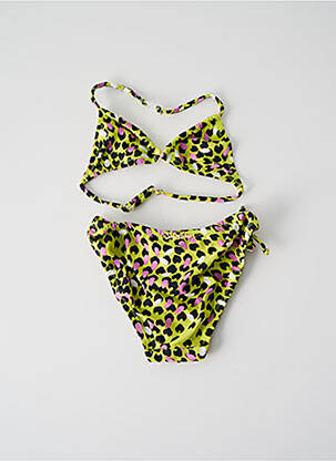 Maillot de bain 2 pièces effet matière satinée jaune PRINCESSE ILOU fille