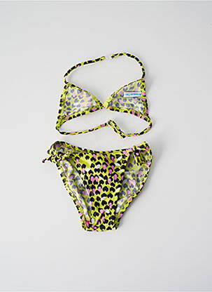 Maillot de bain 2 pièces effet matière satinée jaune PRINCESSE ILOU fille