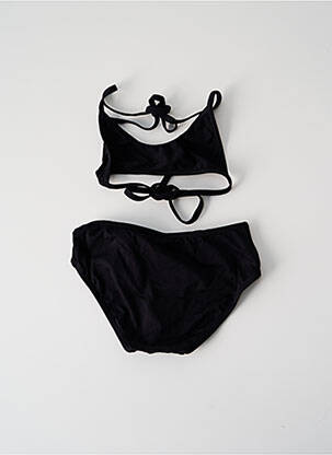 Maillot de bain 2 pièces effet matière satinée noir PRINCESSE ILOU fille