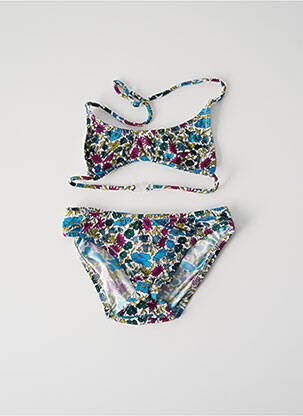 Maillot de bain 2 pièces effet matière satinée bleu PRINCESSE ILOU fille