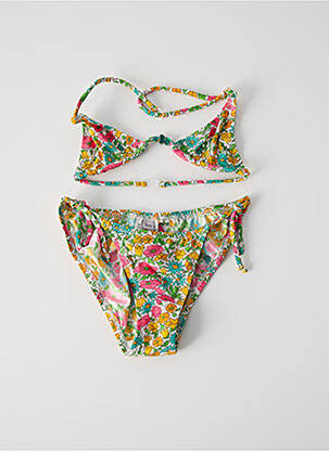 Maillot de bain 2 pièces effet matière satinée jaune PRINCESSE ILOU fille