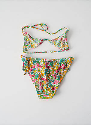 Maillot de bain 2 pièces effet matière satinée jaune PRINCESSE ILOU fille
