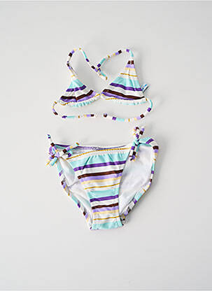 Maillot de bain 2 pièces imprimé rayures bleu PRINCESSE ILOU fille