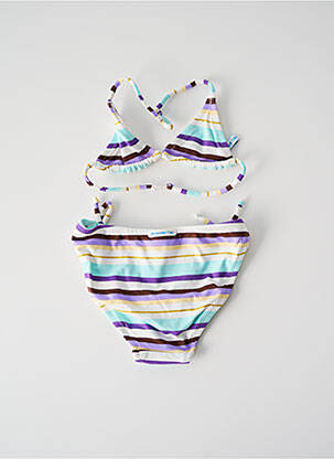 Maillot de bain 2 pièces imprimé rayures bleu PRINCESSE ILOU fille