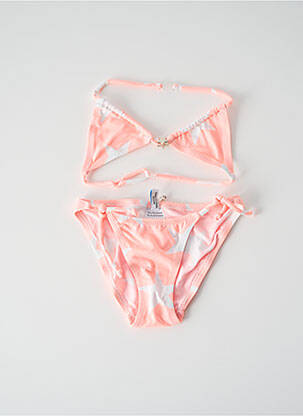 Maillot de bain 2 pièces effet matière satinée orange PRINCESSE ILOU fille