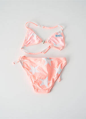 Maillot de bain 2 pièces effet matière satinée orange PRINCESSE ILOU fille