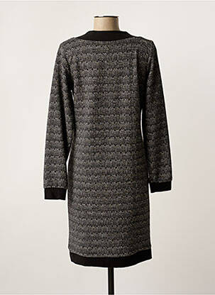 Robe mi-longue imprimé fantaisie manches longues noir C'EST BEAU LA VIE femme