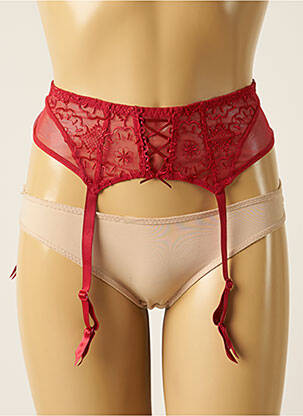 Guêpière/porte-jarretelle effet matière satinée rouge ANTINEA femme