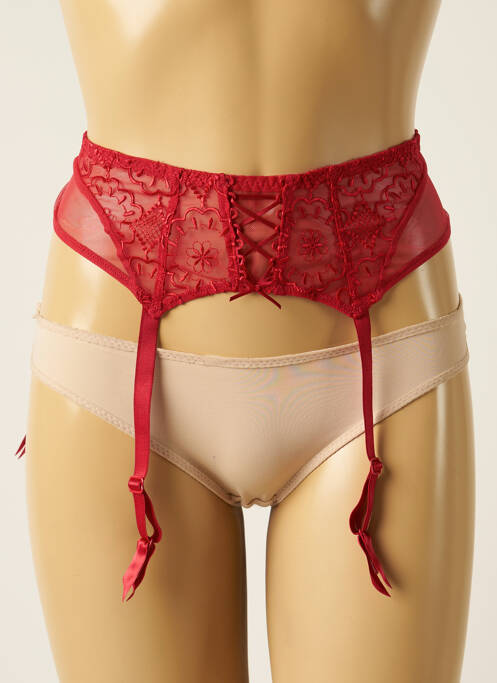 Guêpière/porte-jarretelle effet matière satinée rouge ANTINEA femme
