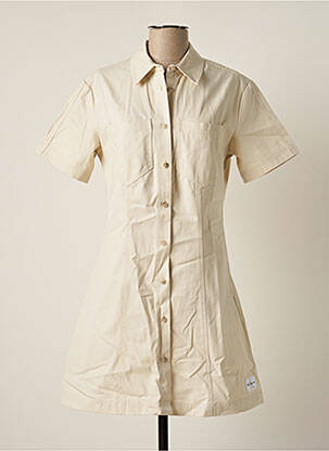 Robe mi-longue manches courtes manches courtes beige CALVIN KLEIN femme