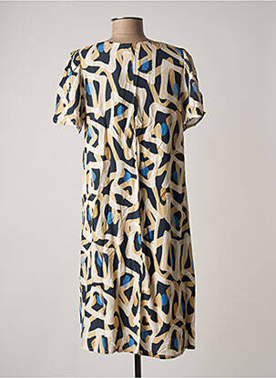 Robe mi-longue coupe fluide manches courtes beige SIGNE NATURE femme