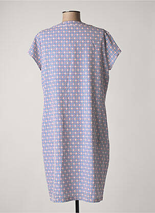 Robe mi-longue coupe fluide manches courtes bleu SIGNE NATURE femme