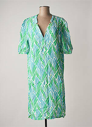 Robe mi-longue coupe fluide manches courtes vert SIGNE NATURE femme