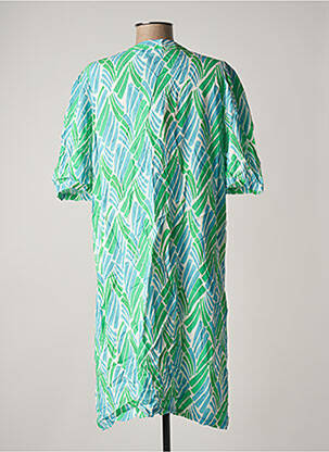 Robe mi-longue coupe fluide manches courtes vert SIGNE NATURE femme