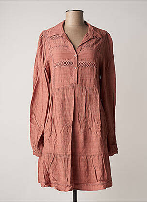 Robe courte coupe évasée manches longues rose SALSA femme