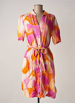 Robe mi-longue imprimé fantaisie manches courtes rose B.YOUNG femme
