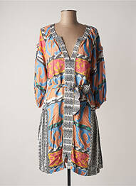 Robe mi-longue coupe fluide manches 3/4 orange BSB femme