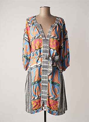 Robe mi-longue manches 3/4 manches 3/4 orange BSB femme
