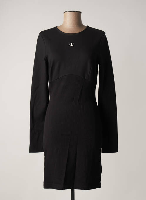 Robe mi-longue manches longues manches longues noir CALVIN KLEIN femme