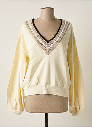 Sweat-shirt broderie manches longues beige BSB femme