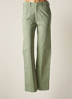 Pantalon chino fermeture zippée sous rabat avec crochet taille haute vert REIKO femme