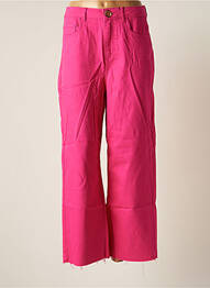 Pantalon large fermeture zippée sous rabat boutonné taille haute rose VERO MODA femme