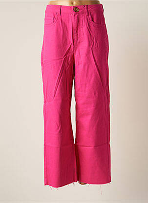 Pantalon large fermeture zippée sous rabat boutonné taille haute rose VERO MODA femme