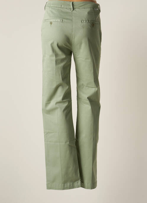 Pantalon chino fermeture zippée sous rabat avec crochet taille haute vert REIKO femme