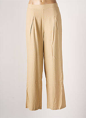 Pantalon large coupe fluide taille haute beige VERO MODA femme