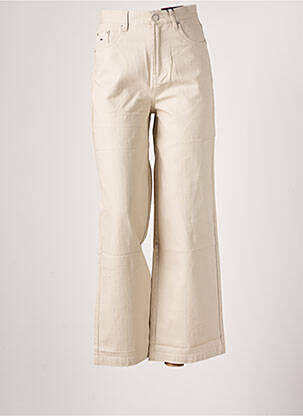 Pantalon large fermeture zippée sous rabat boutonné taille haute beige TOMMY HILFIGER femme