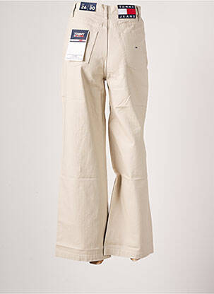 Pantalon large fermeture zippée sous rabat boutonné taille haute beige TOMMY HILFIGER femme