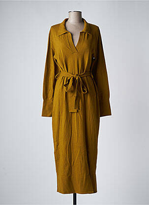 Robe pull coupe cintrée manches longues jaune EVA KAYAN femme