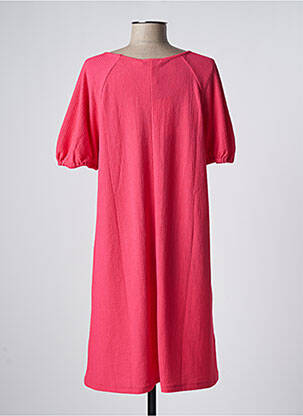 Robe mi-longue coupe fluide manches courtes rose GARCIA femme
