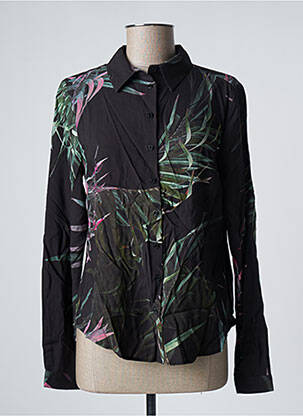 Chemisier tissage crêpe manches longues noir LPB femme
