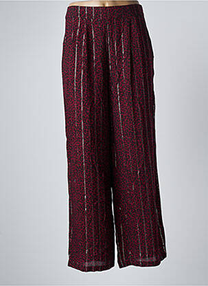 Pantalon large fermeture zip latéral taille haute rouge LPB femme