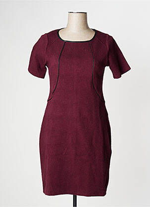 Robe courte manches courtes manches courtes rouge MALOKA femme
