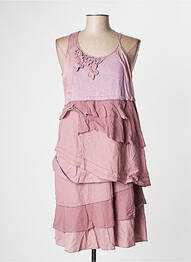 Robe mi-longue col rond fines bretelles rose MADO ET LES AUTRES femme